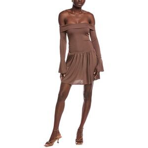Jl Luxe Womens Off-The-Shoulder Mini Dress, Brown